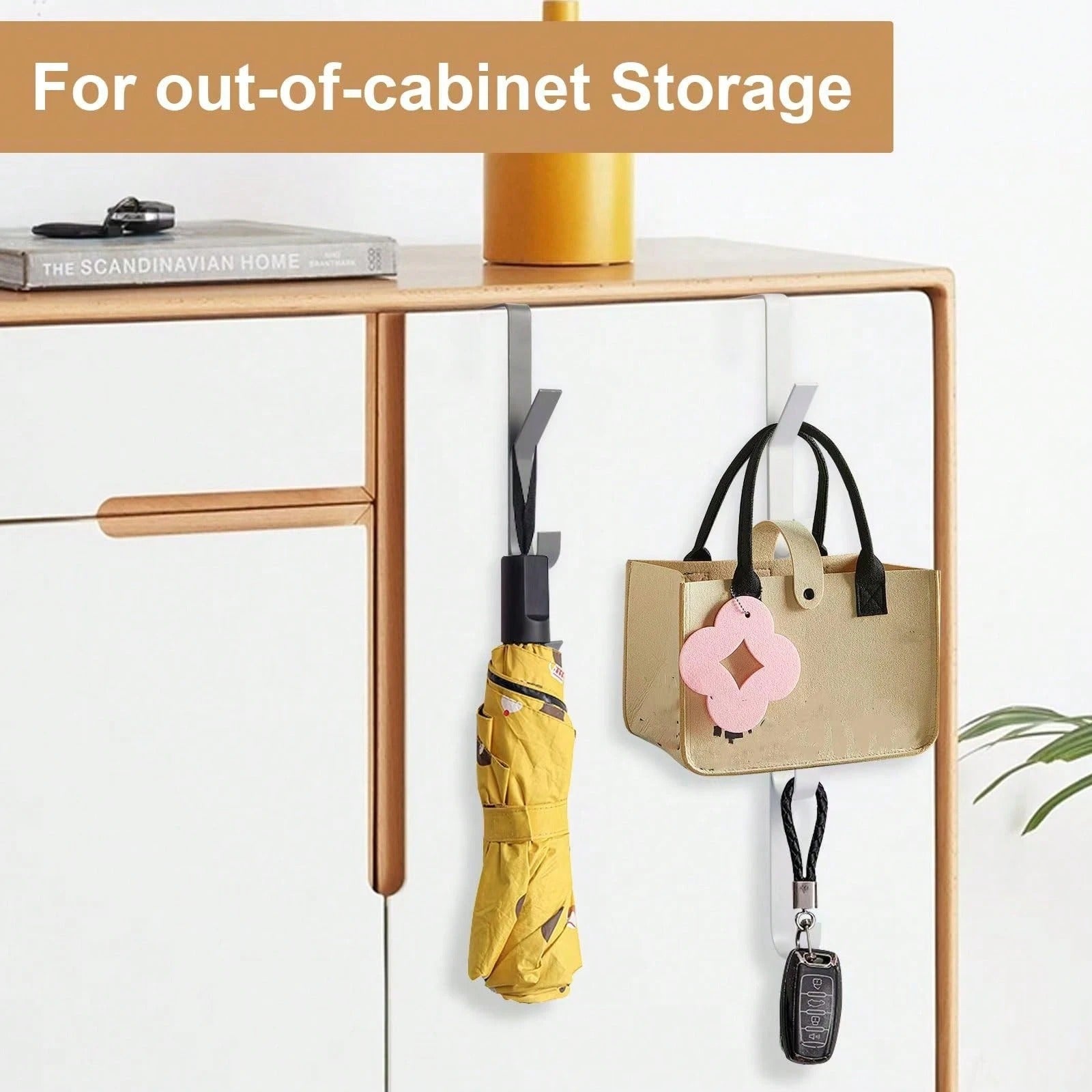 1pc/2pcs Carbon Steel Over-The-Door Hooks, Multi-Functional Space-Saving Vertical Storage Hooks, No-Drill Door Hanging Storage Rack, Suitable For Bathroom, Bedroom, Entryway, Sturdy Door Back Clothing Rack, Towel Rack