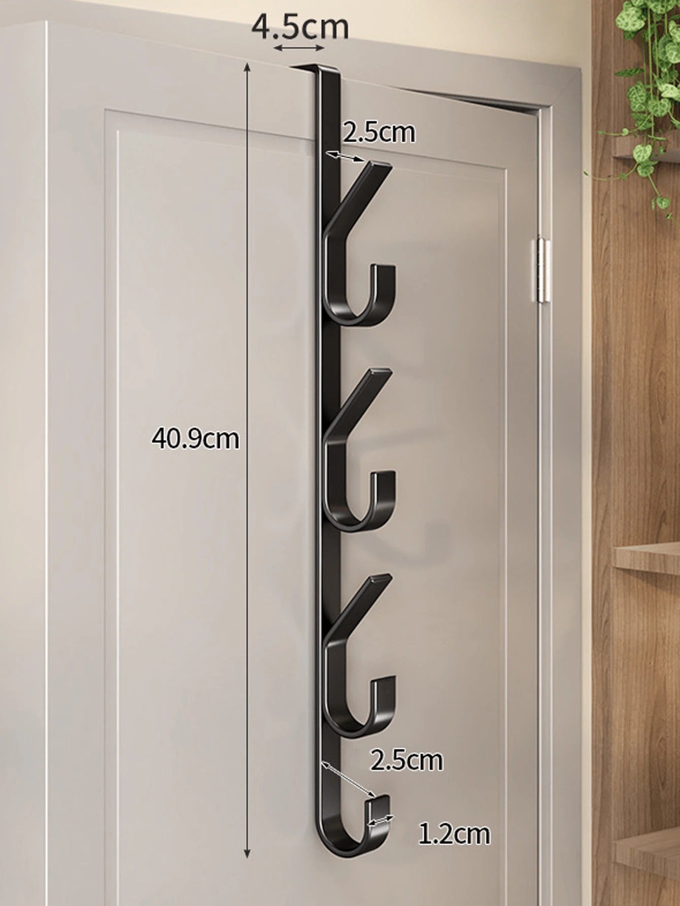 1pc/2pcs Carbon Steel Over-The-Door Hooks, Multi-Functional Space-Saving Vertical Storage Hooks, No-Drill Door Hanging Storage Rack, Suitable For Bathroom, Bedroom, Entryway, Sturdy Door Back Clothing Rack, Towel Rack