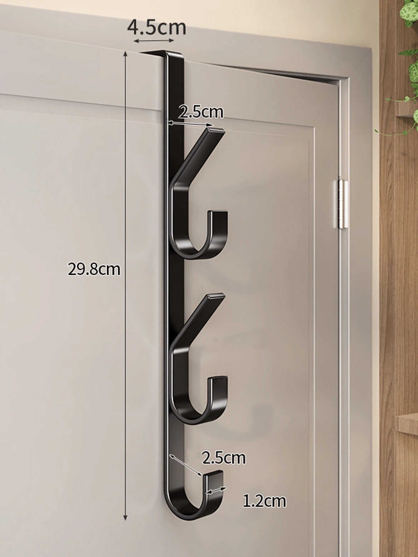 1pc/2pcs Carbon Steel Over-The-Door Hooks, Multi-Functional Space-Saving Vertical Storage Hooks, No-Drill Door Hanging Storage Rack, Suitable For Bathroom, Bedroom, Entryway, Sturdy Door Back Clothing Rack, Towel Rack